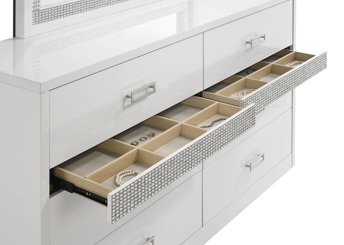 Viana 6-Drawer Bedroom Dresser White High Gloss — product image 12