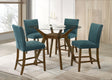 Paxton Teal Blue 5-piece Round Glass Top Counter Height Dining Set — product view