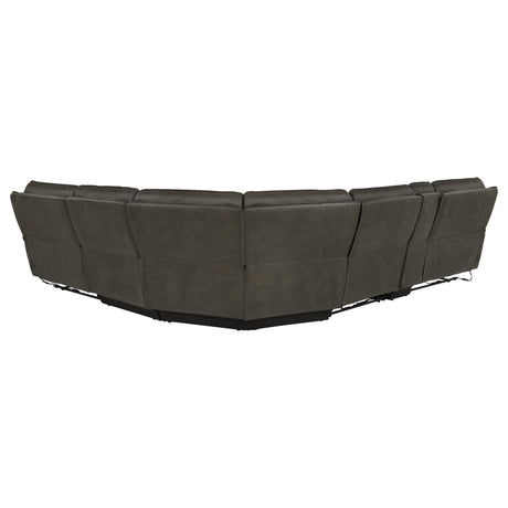 Marcell 6-Piece L-Shaped Power Reclining Sectional with Console Grey — product image 6