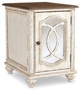Realyn White/Brown Coffee Table with 2 End Tables — angled view