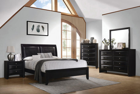 Briana Rectangle Black Dresser Mirror hanging over matching dresser