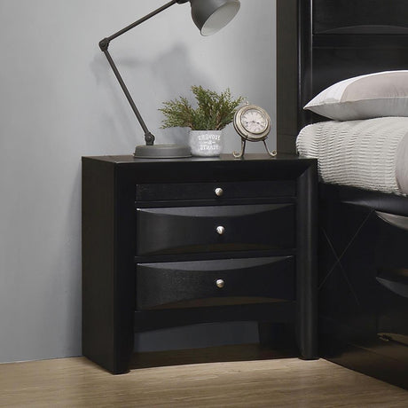 Briana rectangular 2-drawer nightstand black front angle