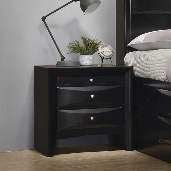 Briana rectangular 2-drawer nightstand black front angle