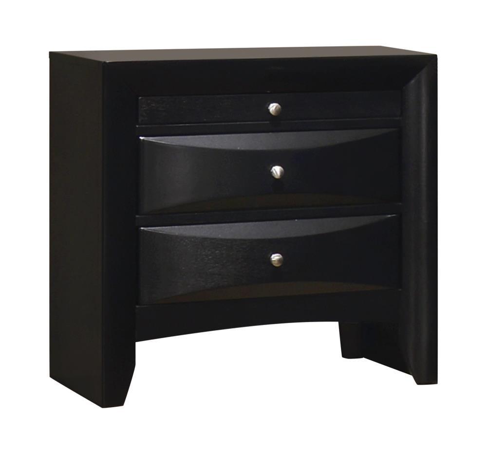 Briana rectangular 2-drawer nightstand black side view