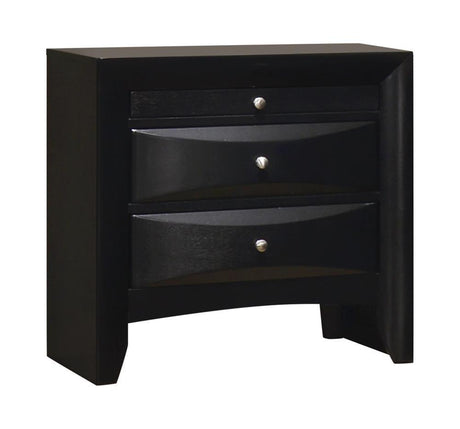 Briana rectangular 2-drawer nightstand black side view