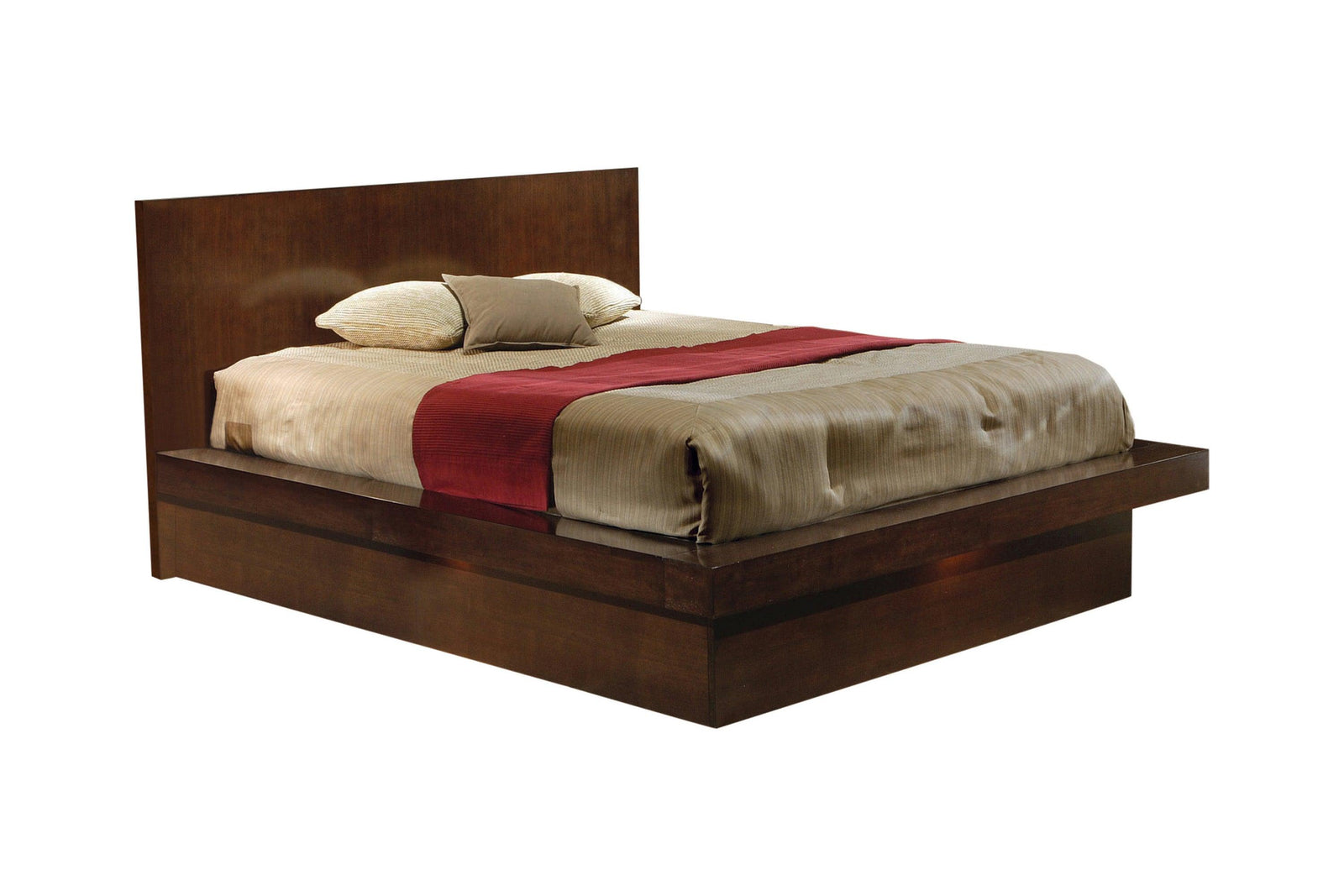Jessica Eastern King Platform Bed With Rail Seating Cappuccino - Ella Furniture