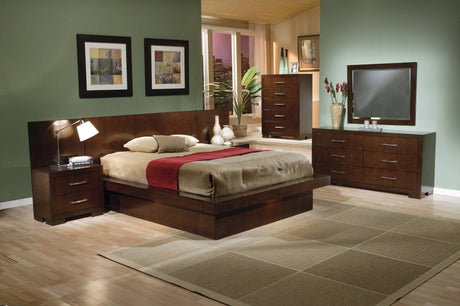 Jessica 5-Drawer Chest with silver bar handles close-up