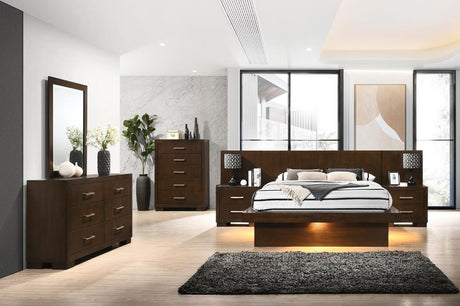 Side angle of Jessica Queen Platform Bed with decorative molding