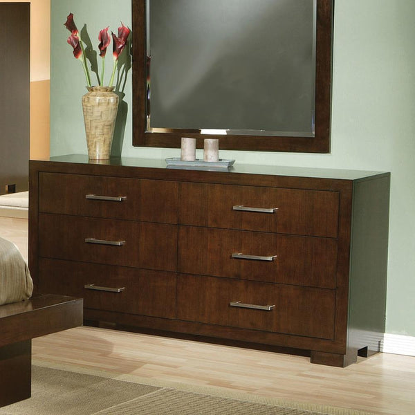 Jessica 6-Drawer Cappuccino Dresser front view