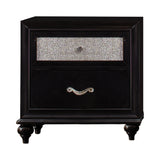 Barzini Queen Bed black tufted headboard side angle