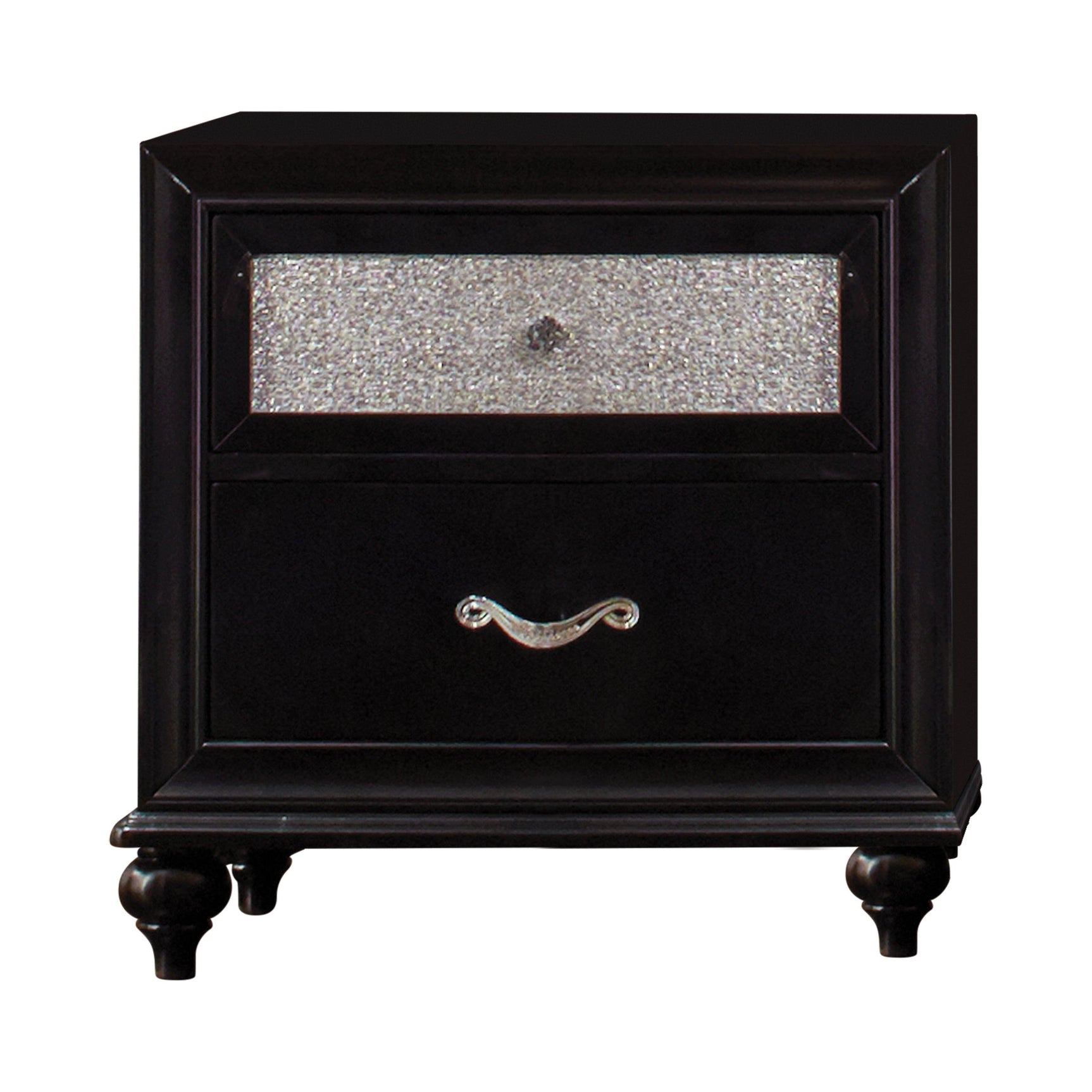 Barzini Queen Bed black tufted headboard side angle