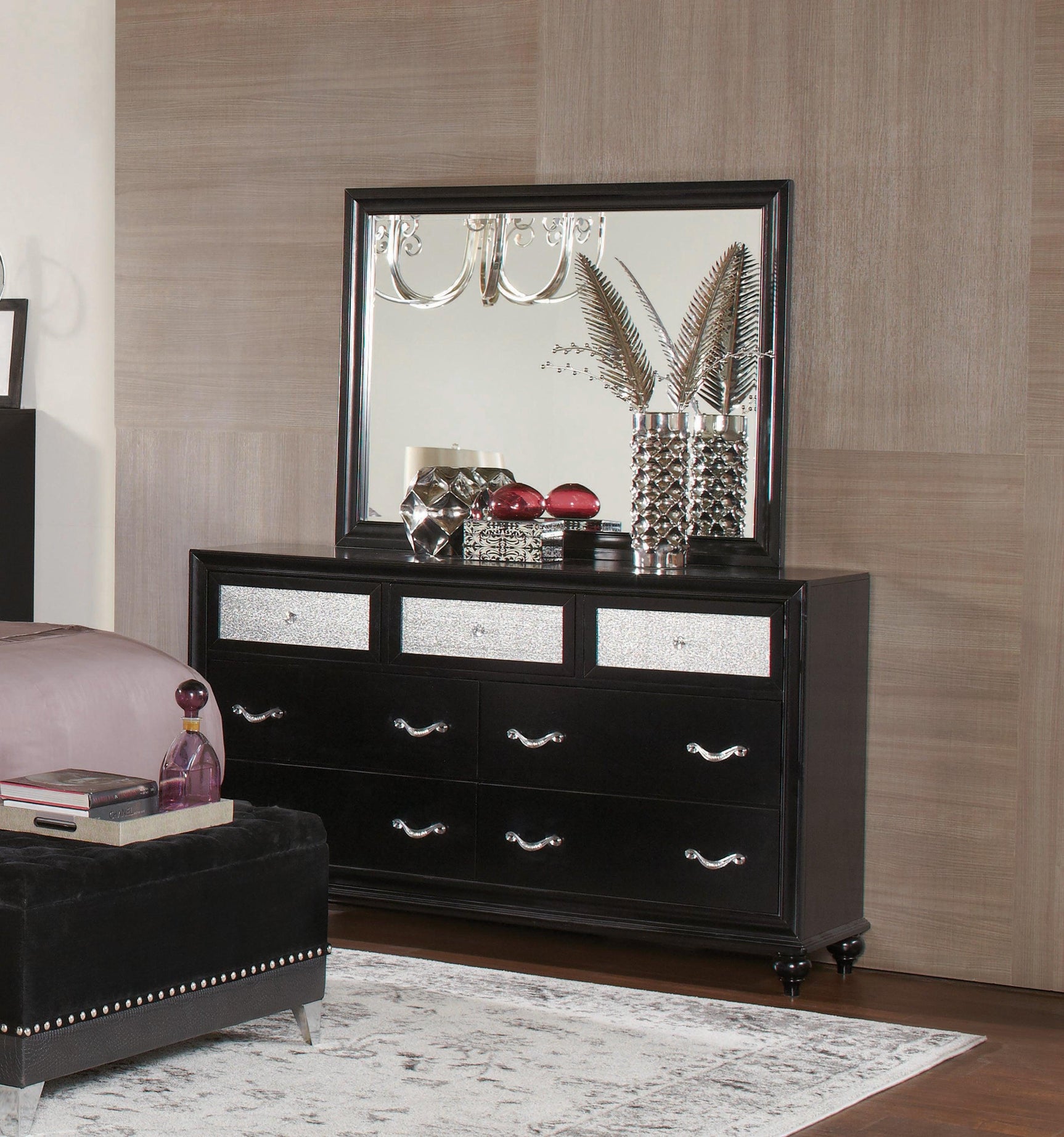Barzini Upholstered Storage Bench angled side view