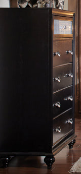 Side view of Barzini Eastern King black upholstered bed