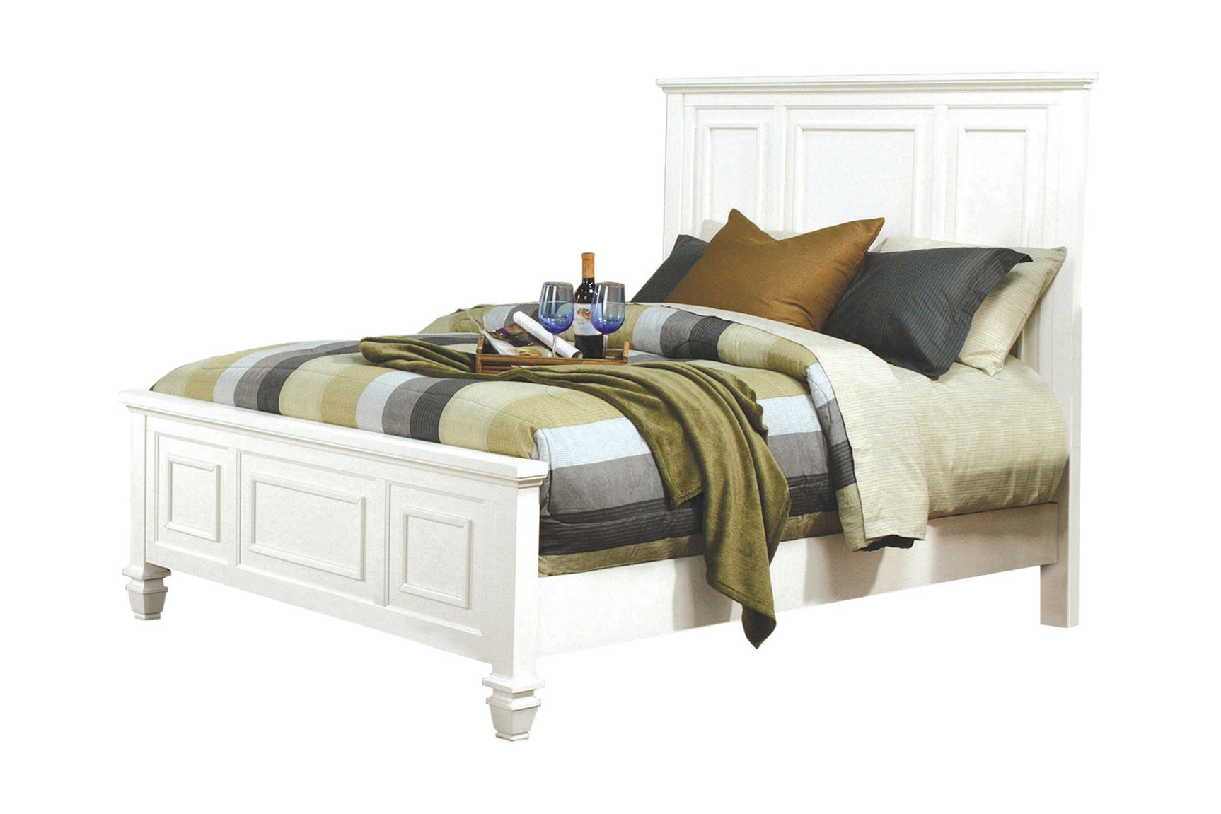 Sandy Beach White Nightstand with personal items on top