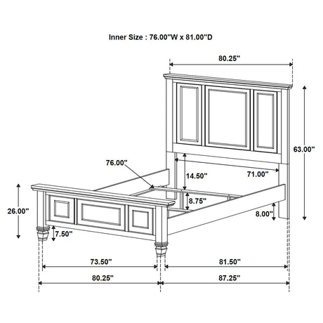 Footboard view showing panel details of Sandy Beach king bed