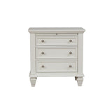 Sandy Beach White 3-Drawer Nightstand drawer detail