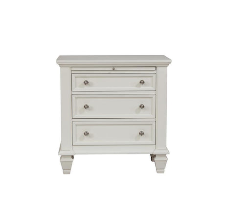 Sandy Beach White 3-Drawer Nightstand drawer detail