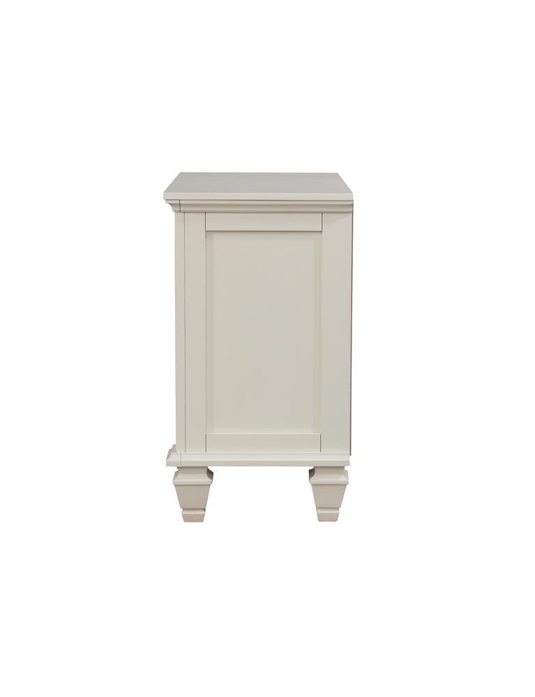 Sandy Beach White 3-Drawer Nightstand side profile