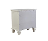 Sandy Beach White 3-Drawer Nightstand open drawer view