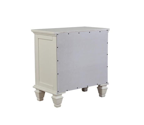 Sandy Beach White 3-Drawer Nightstand open drawer view