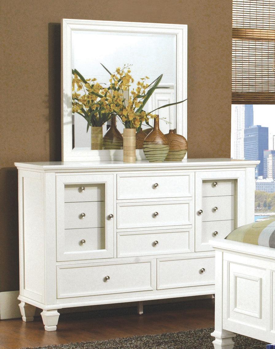 Sandy Beach White Rectangular Dresser Mirror full front view