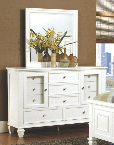 Sandy Beach White Rectangular Dresser Mirror full front view
