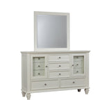 Wall-mounted Sandy Beach white mirror in bedroom setting