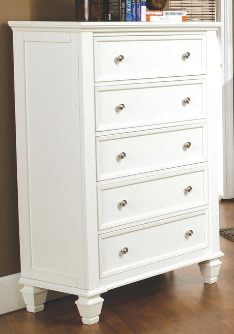 Sandy Beach 5-Drawer Rectangular White Chest front view