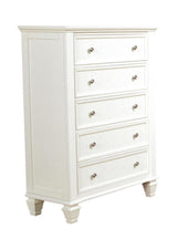 Sandy Beach 5-Drawer White Chest side angle