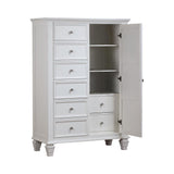 Sandy Beach 8-Drawer Man’s Chest Storage White close-up of wood grain