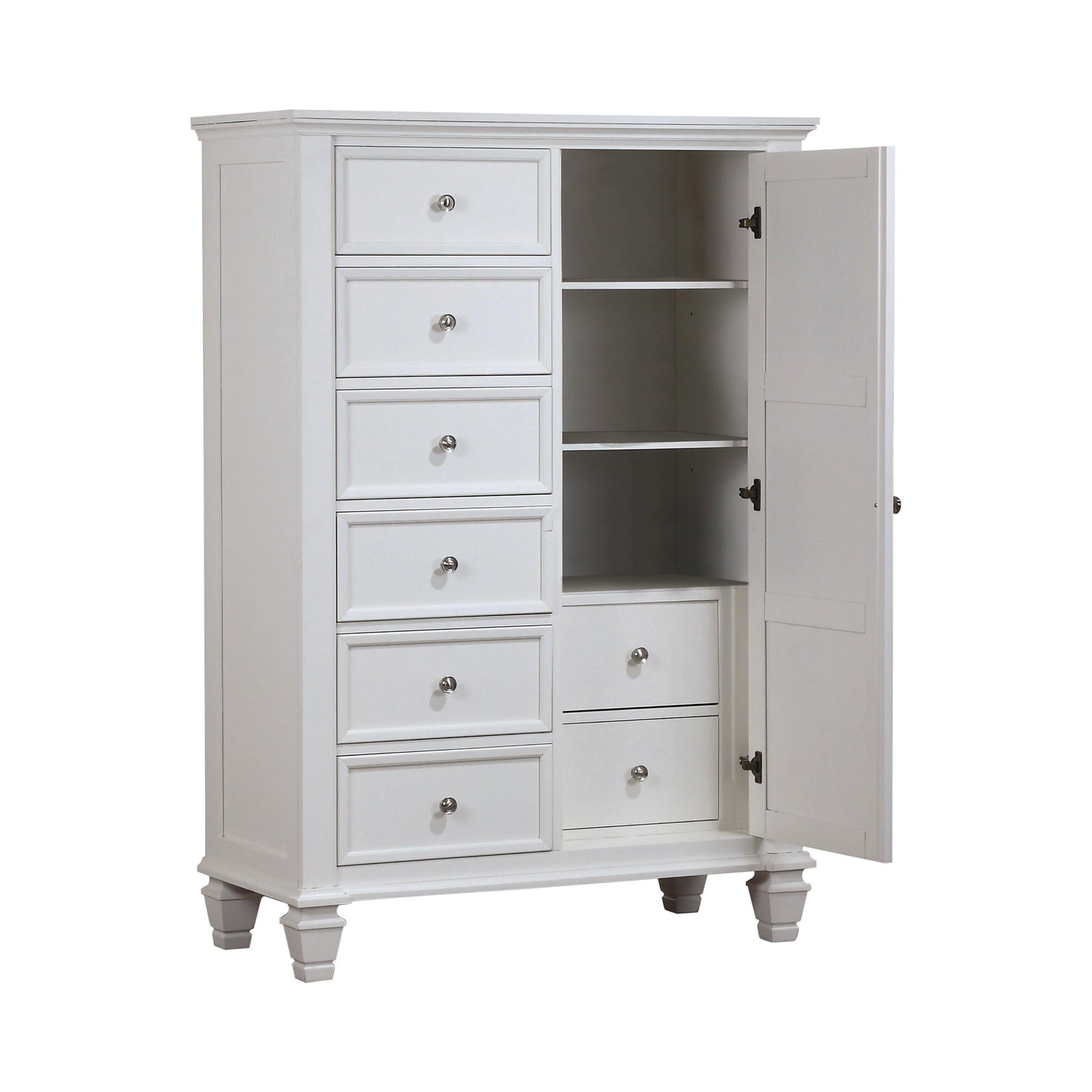 Sandy Beach Eastern King Storage Sleigh Bed White - angled view highlighting white finish