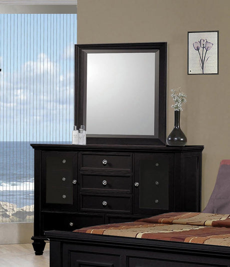 Sandy Beach Black Vertical Dresser Mirror front view