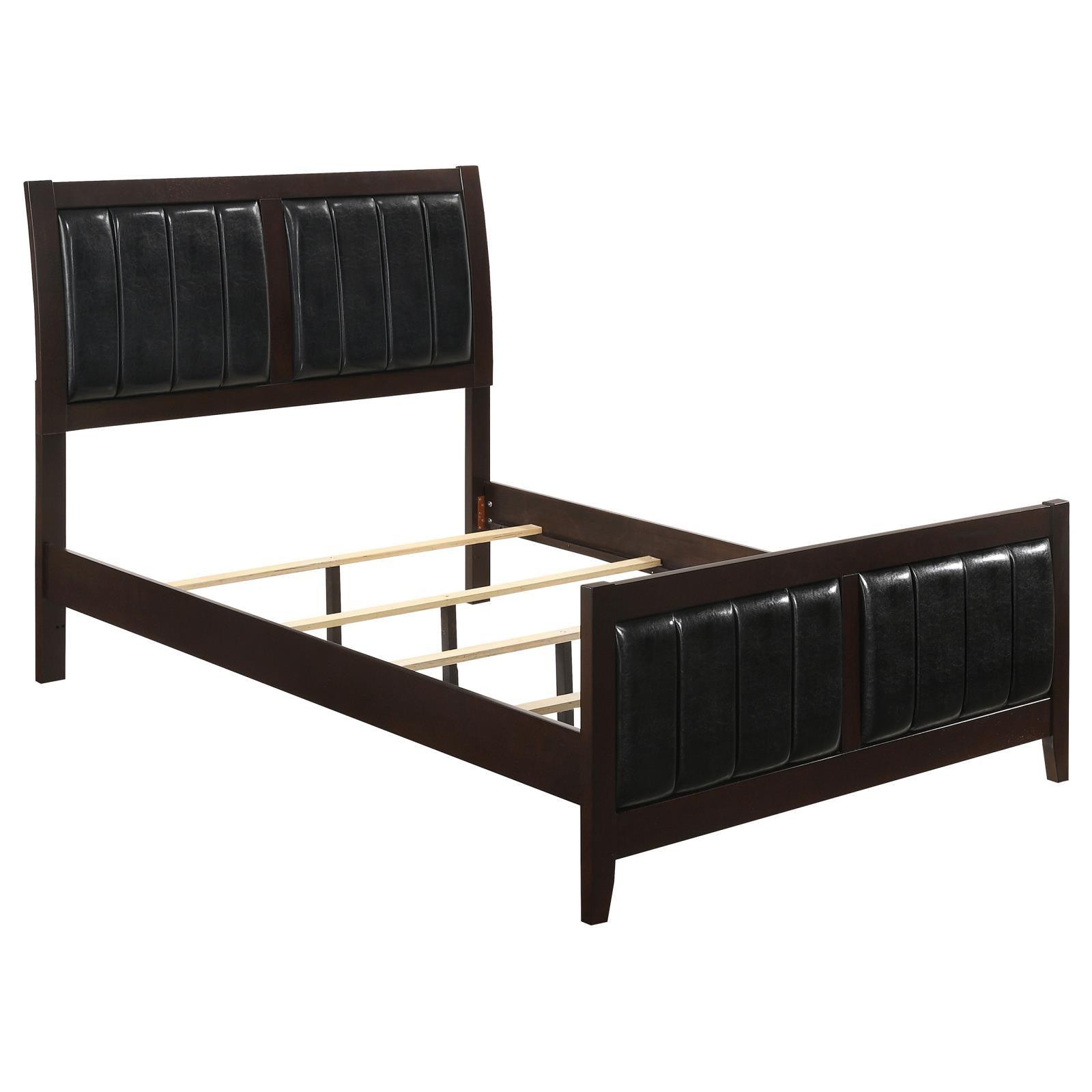 Carlton full upholstered panel bed assembly detail with hook and lock rail