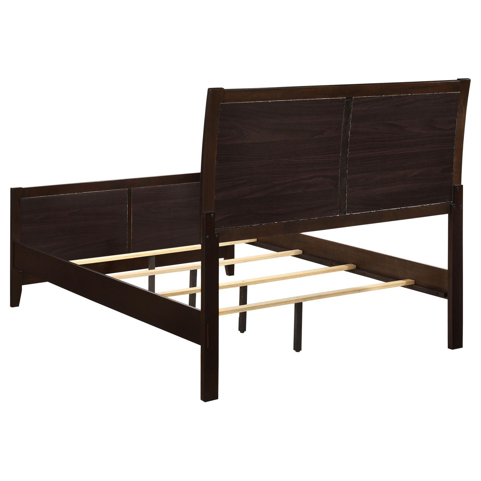 Carlton full bed, front view highlighting panel design and upholstery