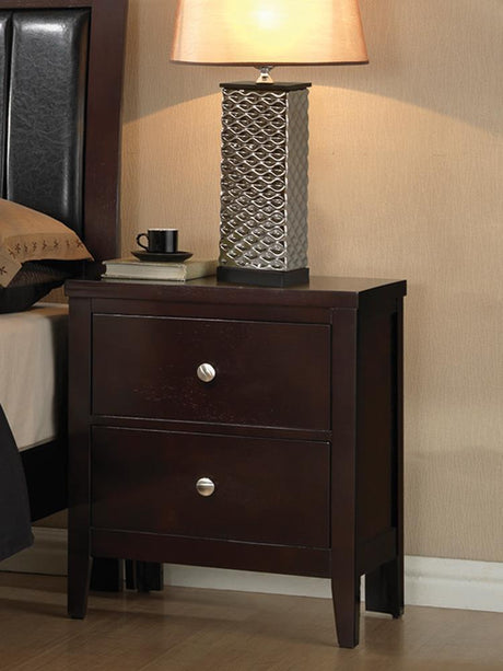 Carlton 2-drawer rectangular nightstand cappuccino front view