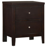 Carlton nightstand side angle showing tapered legs