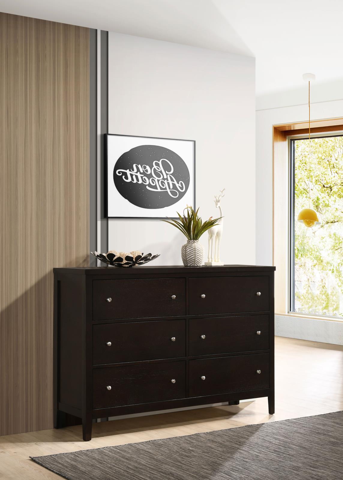 Carlton 6-drawer cappuccino dresser front view