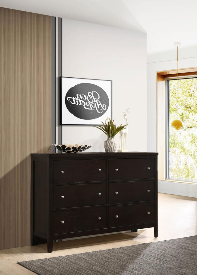 Carlton 6-drawer cappuccino dresser front view
