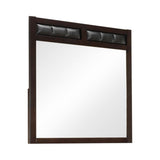 Close-up of Carlton mirror leatherette upholstered frame