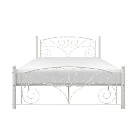 Pallina White Metal Full Platform Bed front view