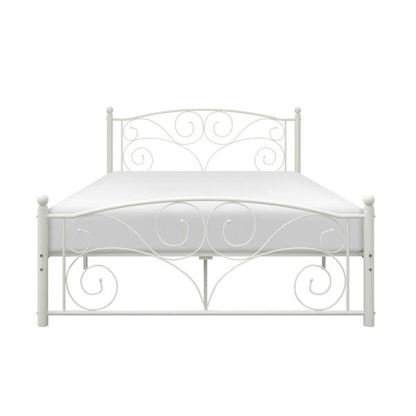 Pallina White Metal Full Platform Bed front view