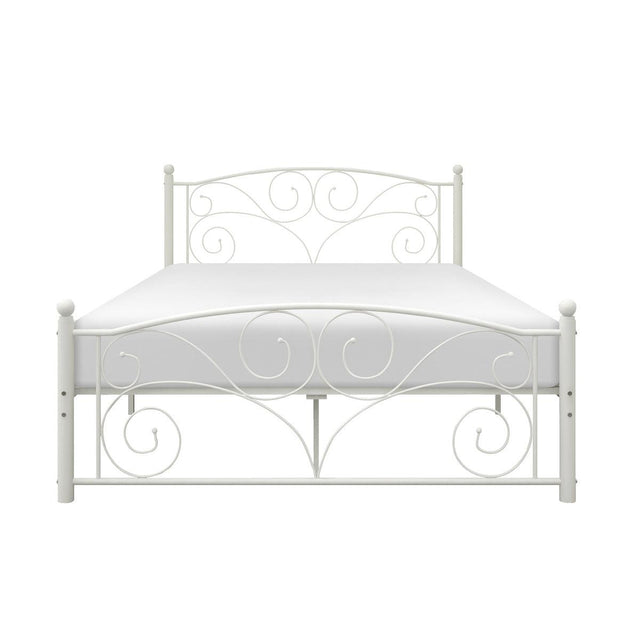 Pallina White Metal Full Platform Bed front view