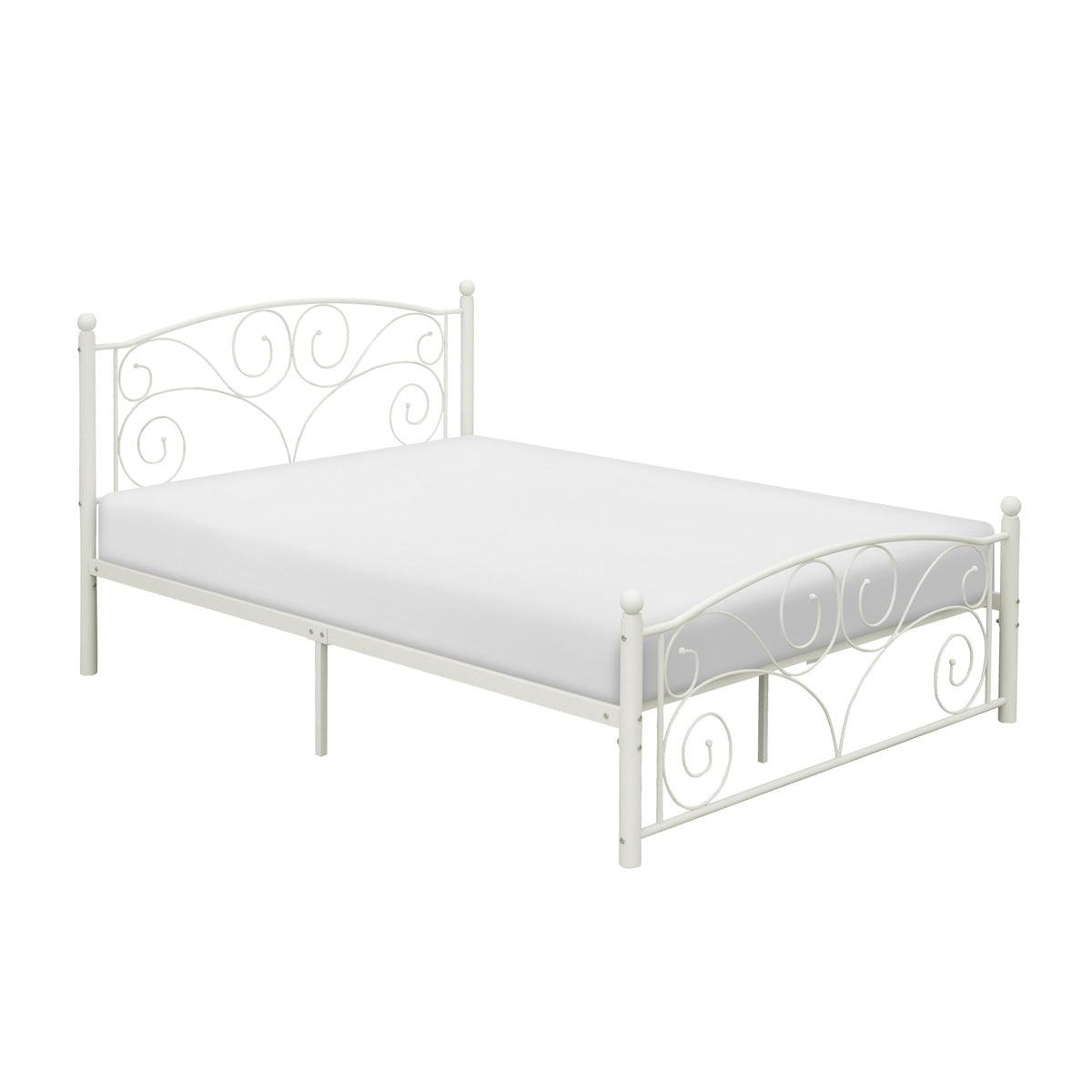 Pallina White Metal Full Platform Bed side view