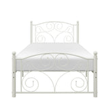 Pallina white metal twin platform bed front view