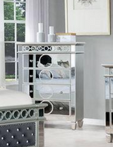 Bella Mirrored Chest front view showcasing mirrored drawers