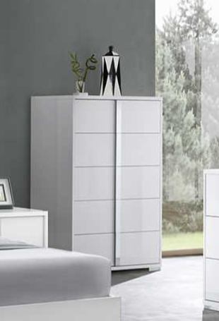 Beverly White Gloss Chest front view - Ella Furniture