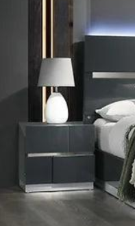 Verona Gray nightstand side view showing drawers