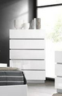 Florence White 5-Drawers Chest solid wood white finish front angle