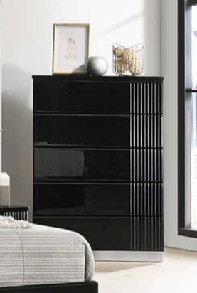 Modena Black Chest front view with drawers closed