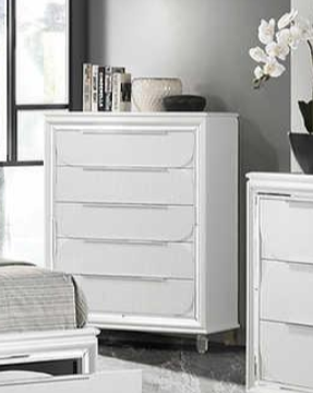 Aria White Modern Fabric Chest front view